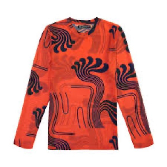 Fever Romm Tops - Fever Room Dragon Tail Tribal Sheer Mesh Indie Sleaze Top Tattoo Print Women’S